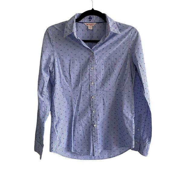 BROOKS BROTHERS Long Sleeve Button Front Shirt Blouse Blue 4 - Picture 1 of 8